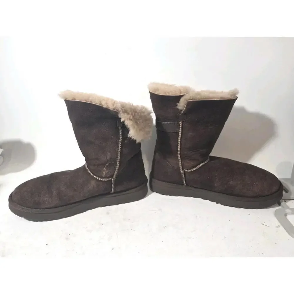 ugg Nash bootie suede brown women's shoes pull on sz 9